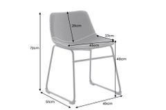 Industrial Design Stuhl DJANGO grau Cord mit Metallgestell