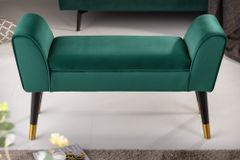 Elegante Sitzbank SCARLETT 90cm smaragdgrün Samt mit Armlehnen