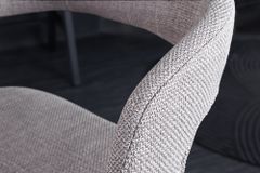Retro Barhocker MANHATTAN grau Strukturstoff Eschenholz drehbar höhenverstellbar