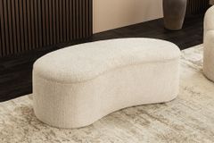 Extravagante Polsterbank ELEMENTAL 120cm champagner beige Feinstrick Bouclé mit Stauraum