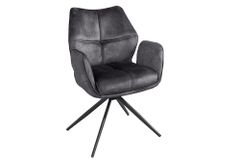Drehbarer Design Stuhl CONCORD dunkelgrau Samt Taschenfederkern Metallgestell schwarz