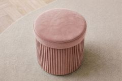 Runder Hocker ÉLAN 40cm rosa Samt faltbar mit Stauraum
