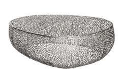 Filigraner Design Couchtisch ABSTRACT LEAF 130cm silber Handarbeit