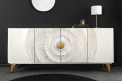 Handgearbeitetes Sideboard GOLDEN SUNSET 180cm weiß gold Mangoholz Metallbeine