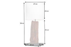 Design Tischlampe ROUSILIQUE 60cm natur weiß rund Treibholz handgearbeitet