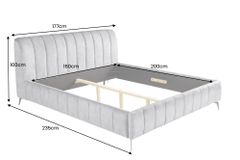 Retro Bett AMSTERDAM 160x200cm grau Samt schwarz Metall Polsterbett