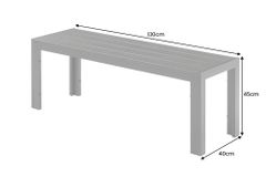 Moderne Gartenbank DESIGNO 130cm anthrazit schwarz Aluminium wetterfest Outdoor Sitzbank