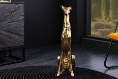 Design Skulptur GREYHOUND 70cm gold Metall Aluminium Windhund Figur