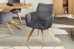Drehbarer Stuhl ASGARD grau Chenille Cremona mit Taschenfederkern und Armlehne