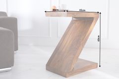 Massivholz Beistelltisch Z 45cm braun Sheesham stone finish einzigartige Maserung
