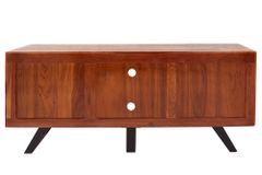 Massives TV-Lowboard AMAZONAS 160cm braun Sheeshamholz mit Baumkante