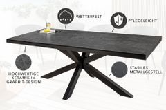 In- und Outdoor Esstisch GALAXIE 180cm anthrazit Keramik Aluminium Gartentisch