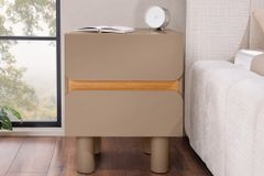 Design Nachtschrank COSMO 60cm greige Eiche zwei Schubladen