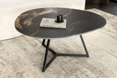 Design Couchtisch MARVELOUS 90cm schwarz gold sand Aurora Oro Keramik Metall