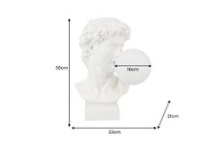 Handgefertigte Tischlampe DAVID 30cm weiß Büste mit Lampenkugel