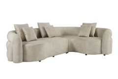 Retro Wohnlandschaft VOGUE 290cm beige Samt XXL-Sofa organische Form inkl. Kissen