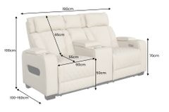 Elektrischer 2er Kinosessel HOLLYWOOD beige Kunstleder Relaxfunktion Getränkehalter