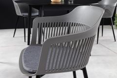 Design Stuhl AIRE grau Kunststoff Stahlgestell Indoor Outdoor inkl. Kissen