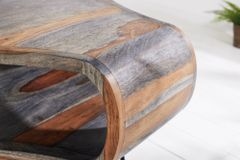 Retro Couchtisch ORGANIC LIVING 70cm grau Sheesham Massivholz mit Stauraum Hairpin Legs