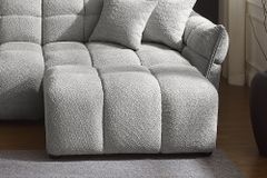 Moderner Hocker CLOUD 100cm grau Bouclé Federkern Fußhocker Sitzhocker