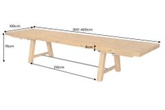 Massiver Esstisch FINCA 300-400cm vintage braun verlängerbar Pinienholz Bohlenoptik