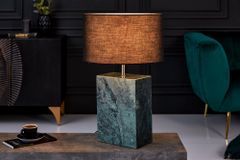 Design Tischlampe NOBLE 55cm grün Marmorfuß Stoffschirm