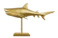 Maritime Skulptur HAI 68cm gold handmade Metall Design Haifisch