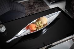 Handgearbeitete Deko Schale SILVER LEAF 60cm silber Aluminium