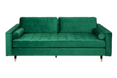 Design 3-Sitzer Sofa COZY VELVET 220cm smaragdgrün Samt Federkern Lounge