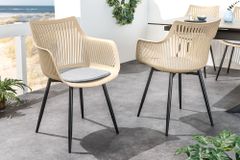 Design Stuhl SIGNUM greige schwarz Kunststoff Indoor Outdoor mit Armlehnen