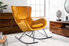 Design Schaukelstuhl SCANDINAVIA SWING senfgelb Samt Sessel