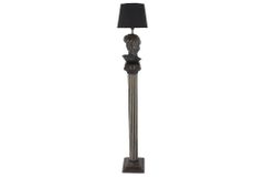 Handgefertigte Stehlampe DAVID 120cm schwarz mit Büste Stoffschirm