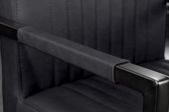 Moderner Freischwinger Stuhl BIG ASTON Echtleder schwarz Taschenfederkern Metall