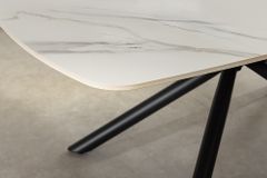Design Couchtisch OSAKA 110cm weiß Keramik schwarz Sterngestell Metall