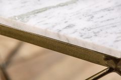 Eleganter Couchtisch DIAMOND 70cm weiß messing mit Marmorplatte