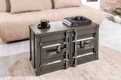 Container-Schrank GLOBETROTTER 80cm anthrazit Metall Couchtisch mit Flügeltüren Kommode