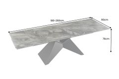 Design Esstisch DIAMOND 180-260cm taupe Keramik Metallgestell schwarz