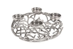Eleganter Kerzenhalter ABSTRACT 38cm silber Kranz aus Ästen für 4 Kerzen