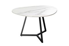 Design Couchtisch MARVELOUS 70cm weiß Marmor Keramik schwarzes Metall