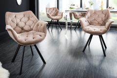 Drehbarer Stuhl THE DUTCH COMFORT greige Samt mit Armlehnen Modern Design