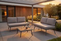 Outdoor Lounge Sitzgruppe MOBILE MODULAR anthrazit hellgrau mit Tisch wetterfest
