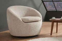 Drehbarer Design Sessel ALPINE beige Chenille Cremona 360° mit Armlehnen