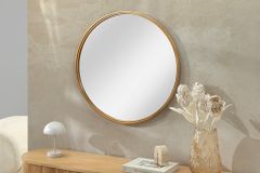 Runder Wandspiegel PORTRAIT 80cm gold Eisen handmade