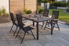 Moderner Gartentisch DESIGNO 150cm anthrazit schwarz Aluminium wetterfest Outdoor Esstisch