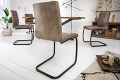 Industrial Freischwinger Stuhl MODENA vintage taupe mit Ziersteppung