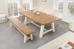 Massive Sitzbank HAMPTONS 200cm hellbraun creme Pinienholz