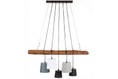 Design Hängelampe LEVELS 115cm Treibholz schwarz grau mit 5 Leuchten