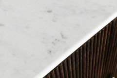 Design Sideboard GATSBY 170cm braun gold Mangoholz weiße Marmorplatte