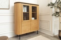 Modernes Highboard ATELIER 140cm natur Eiche schwarz Metall sechs Fächer