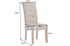 Design Stuhl CASA taupe Microfaser mit Zierknöpfen Massivholzbeine